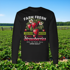 Camiseta de Manga Larga con Diseño Vintage de Fresas Frescas de Granja, Producto Promocional - Product Image 3