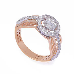 Romántico delicado Baguette brillo oro rosa diamante anillo VVS1 EF 0.400 Cts SGL LAB certificado rodio chapado bisel fino - Product Image 3