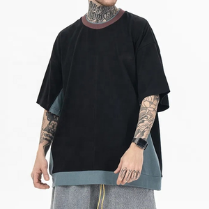 2025 100% algodón de alta calidad Vintage camisetas Hip Hop Mock Neck Boxy Fit Camiseta holgada en blanco para hombres - Product Image 5