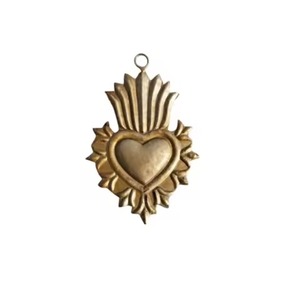 Boîte de cœur sacré en métal fini argent antique Ex Voto cœur sacré suspendu pour église cadeau catholique décoratif et décor - Product Image 5