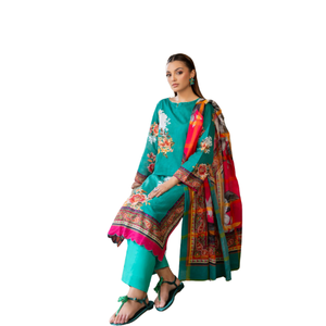 2024 élégant brodé a-ligne respirant pakistanais mode robe femmes été dentelle florale bouton Collection décontractée - Product Image 2