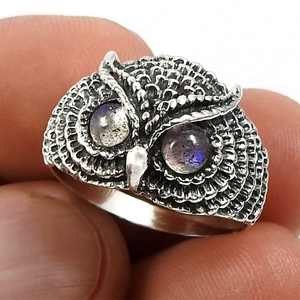 Bague en argent pur 925, design hibou, style rétro, bijoux en argent pur coréen, vente en gros de bijoux bohèmes pour femmes - Product Image 3
