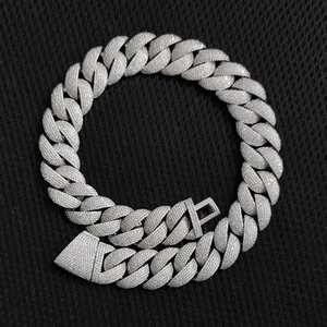 White Gold 15mm VVS Moissanite Cuban Link Chain <b>Baguette</b> Cut Diamond Hip Hop Jewelry For Men's 925 Sterling Silver - Product Image 2