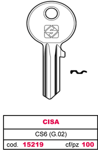 Chiave in Ottone Cs6 (g.Vac 0) Cisa - Product Image 1