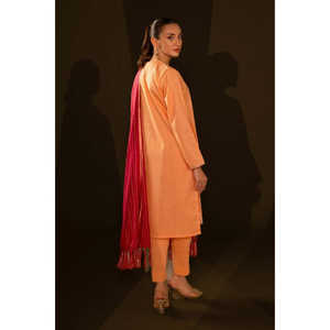 Salwar Kameez de Seda Rosa con Bordado Jacquard para Mujer, Ropa Étnica Pakistaní de Bollywood con Dupatta - Product Image 3