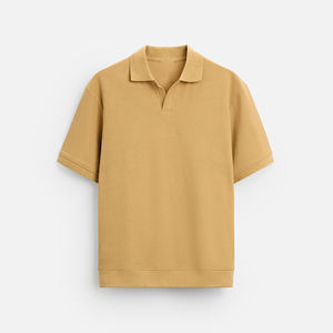 Polo de punto personalizado para hombre, patrón sólido con textura vertical, ropa informal versátil para todas las estaciones para uso diario al aire libre - Product Image 3
