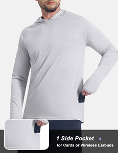 Chemise à capuche de pêche à manches longues et coupe sèche avec LOGO personnalisé Chemise de pêche à séchage rapide Protection UV UPF 50 en polyester durable pour hommes Vêtements - Product Image 4