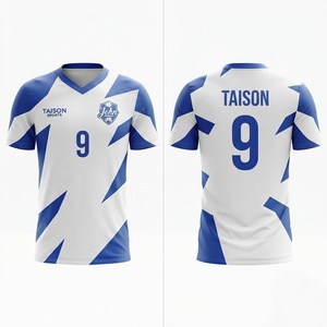 เสื้อฟุตบอลชาย 140 กรัม ผ้าโพลีเอสเตอร์ 100% ตาข่าย พิมพ์ลายดิจิทัล โลโก้สั่งทำได้ ระบายอากาศ แห้งเร็ว ทรงพอดีตัว แขนสั้น - Product Image 1