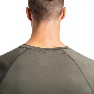 เสื้อยืดผ้าฝ้าย100% ดีไซน์ทรงสลิมฟิตสำหรับผู้ชายเสื้อยืดออกกำลังกายสำหรับฝึกซ้อมฟิตเนสฟิตเนส - Product Image 5