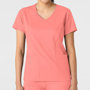 Conjuntos de uniformes médicos para mujer, tela vaquera transpirable de secado rápido de alta calidad, estiramiento ajustado, salón de belleza para Hospital - Product Image 1