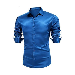 Chemisier en satin Botton Up d'hiver de qualité supérieure Chemise en satin de soie personnalisée pour hommes Streetwear décontracté Chemises de qualité supérieure pour la fête - Product Image 4