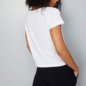 Coton fait 2025 à la recherche de vêtements de rue femmes t-shirt surdimensionné goutte épaule imprimé conception femmes t-shirts - Product Image 3