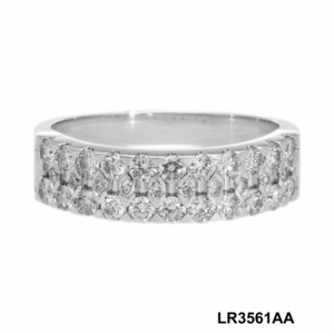 แหวนเพชรหลายแถวสีทอง14K สุดหรูพร้อมดีไซน์กว้าง - Product Image 2