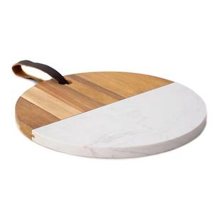 Planche à découper ronde en marbre et en bois personnalisable pour la cuisine Planche à découper en bois de charcuterie de style naturel pour la maison/hôtel - Product Image 5