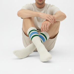 Chaussettes de sport rétro rayées personnalisables pour hommes, chaussettes tubulaires décontractées en coton, fabriquées en Turquie avec votre design - Product Image 6