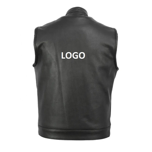 Gilet d'hiver en cuir PU pour homme, style motard, col en V, fermeture éclair, taille ajustable, coupe classique, imprimé, séchage rapide, anti-plis - Product Image 2
