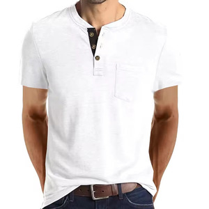 Vente en gros, nouveauté sur mesure, tissu ample de haute qualité, boutonné à l'avant, t-shirt à manches courtes pour hommes - Product Image 6