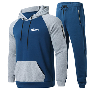 Custom Logo Cotton <b>Zip</b> <b>up</b> <b>Hoodie</b> and Sweatpants Set Cotton Designer Sweatsuit Oversized Baggy Blank Tracksuits for Men - Product Image 1