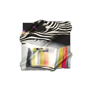 Black and White Silk Crepe Satin Patterned Square Scarf - Product Image 1