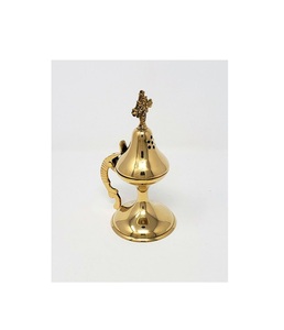 Brûleur d'encens en laiton fabriqué à la main de finition antique pour nettoyage spirituel méditation relaxation diffuseur d'aromathérapie pour Pooja - Product Image 1