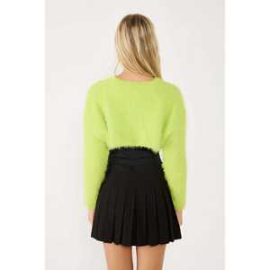 Suéter Corto Informal de Pelo Sintético para Mujer, Cárdigan 100% Poliéster, Talla XS, Transpirable para Otoño e Invierno - Product Image 2