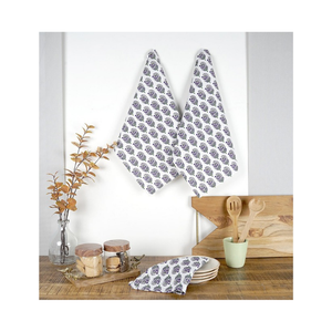 Ensemble de 4 torchons de cuisine imprimés de motifs floraux tendance, rectangulaires, décoratifs, en coton, multicolores, pour la maison - Product Image 6