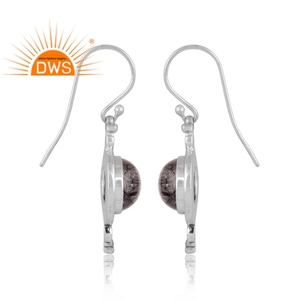 Best Selling Oxidized Sterling Silver Natural Black Rutile Gemstone Trendy Wedding Drop Earrings - Product Image 4