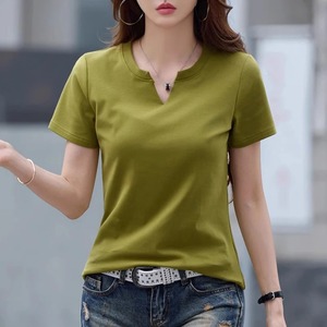 Camiseta de manga corta elegante de color puro para mujer, camisa de cuerpo de nuevo estilo de verano a la moda - Product Image 5