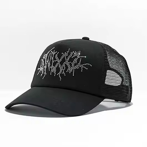 2026 Best Custom Fashion High Quality Rhinestone Logo 5 Panel <b>Trucker</b> Mesh <b>Hat</b> <b>Women</b> Caps Brim Curved Black <b>Trucker</b> <b>Hat</b> Dad Cap - Product Image 2