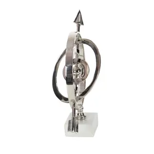 Litton Lane, globo armilar de aluminio plateado de 12 pulgadas, esfera decorativa de Metal hecha a mano con base de mármol - Product Image 3