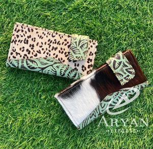 Cartera de cuero de piel de vaca de nuevo diseño para mujer, monedero de cuero tallado, tarjetero, bolso de mano con patrón occidental, bolso de mano con estilo - Product Image 1