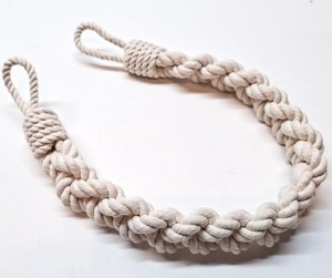 Attache de rideau en corde de coton blanche : Décoration nautique tressée - Product Image 4