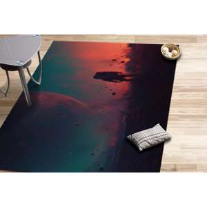 Tapis Galaxie Astronaute, Tapis de Sol Exploration Spatiale, Tapis Planète Rouge Thème Science-Fiction, Tapis Doux Non Tissé - Product Image 4