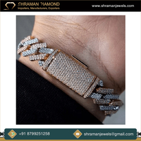 Venta caliente directa de fábrica 10mm Iced VVS Moissanite Diamond Two-Tone Plated 925 Silver Hip Hop Style Bling Bust Cuban Link Bracelet