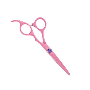 กรรไกรช่างตัดผมสีชมพูเคลือบมือซ้ายกรรไกรสแตนเลสพร้อมที่วางนิ้วเงินและสกรูแฟนซี - Product Image 3