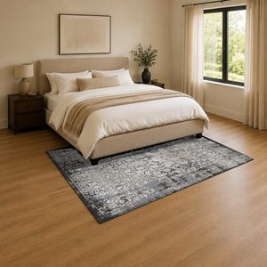 Tapis de salon LXDP-1015 gris argenté traditionnel oriental imprimé numériquement, lavable en machine, en chenille, antidérapant, vente en gros - Product Image 3
