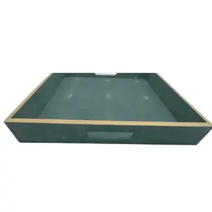 Plateau de service décoratif personnalisé DPC en imitation peau de requin turquoise, décoration de table basse, modèle 013 - Product Image 1