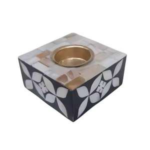 Bougeoir élégant de brûleur d'encens en bois en métal de luxe avec incrustation de nacre pour Noël Saint Valentin Anniversaire Décoratif - Product Image 5