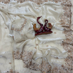 Sari en soie satinée verte de style royal, ethnique indien, dernier modèle, traditionnel, exclusif, avec un chemisier fantaisie, tenue de mariée élégante pour femmes - Product Image 1