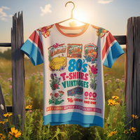 T-shirts pour hommes style rétro vintage personnalisés, 100 % coton, toucher doux, tissu tricoté, anti-boulochage, respirant, anti-plis, col rond