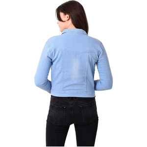 Chaqueta vaquera recortada de alta calidad para mujer Bolsillos delanteros Abrigo largo Estilo de invierno Diseño personalizado Servicio OEM Disponible Algodón - Product Image 4