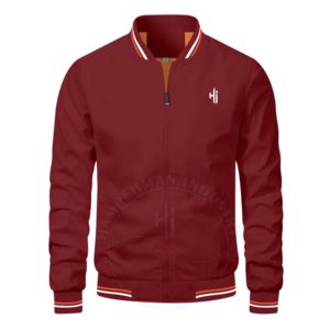 2024 <b>Men's</b> High Quality Bomber <b>Jacket</b> New Design O-Neck Canvas Zipper Top 100% Genuine Puffy Look Spring Plain Dyed <b>Smart</b> <b>Casual</b> - Product Image 1