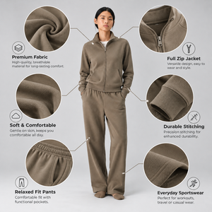 Custom <b>Womens</b> Fleece Tracksuit Full Zip Stand Collar <b>Jacket</b> Wide Leg Sweatpants Set Casual Sweatsuit Two Piece - Product Image 5