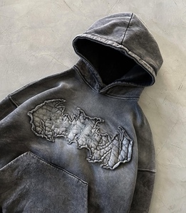 Alta calidad pesado grueso 420 GSM French Terry 100% algodón Batik Vintage ácido lavado sudaderas con capucha para hombres - Product Image 5