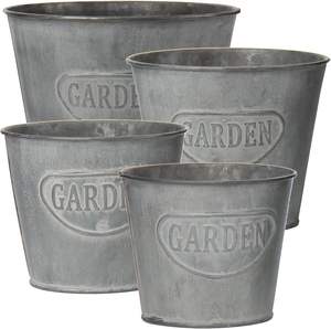 ENSEMBLE DE 5 Top Qualité Galvanisé Planteur Plateau Rustique Ferme Pots Planteur En Métal Fer À La Main Galvanisé Maison et Jardin Décor - Product Image 3