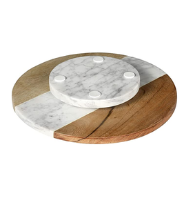 Diseño clásico de madera y mármol Lazy Susan organizador de cocina de forma redonda giratorio Lazy Susan al costo más bajo superventas - Product Image 3