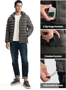 แจ็กเก็ตบอมเบอร์สำหรับผู้ชายเสื้อมีฮู้ดแบบมีฟองสำหรับฤดูหนาว - Product Image 5