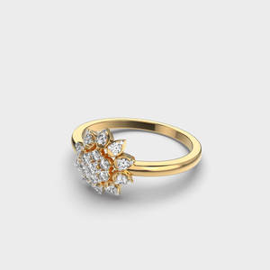 Anillo de Compromiso Estilo Flor en Oro Sólido de 14K con Diamante Cultivado en Laboratorio de Corte Redondo, Regalo Romántico para Mujer, Boda, Fiesta, Aniversario - Product Image 3