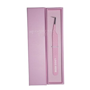 ชุดแหนบขนตาสองชิ้นทำจากใยไฟเบอร์สำหรับต่อขนตาสีชมพูอ่อนฉลากตามแบบที่กำหนดเอง - Product Image 2