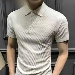 Breathable Regular Fit <b>Canvas</b> for Shirt 2025 Summer New <b>Round</b> Neck Solid Knitted Short Sleeves Casual Business for Men - Product Image 4